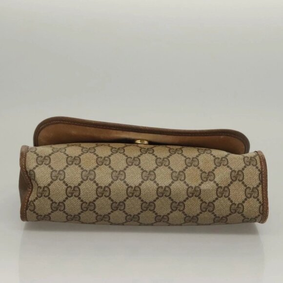 GUCCI GG Supreme Web Sherry Line Clutch Bag PVC Beige Gold 89 01 030 Auth 133336 - Picture 6 of 16
